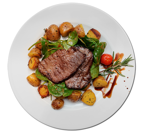 sliced meat and potatoes